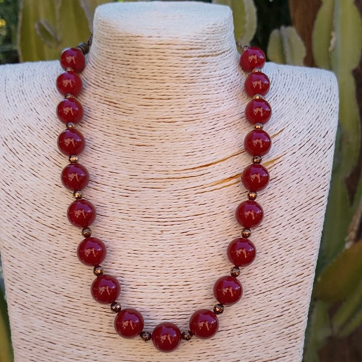 collana cm 44/55 in perle e bronzite