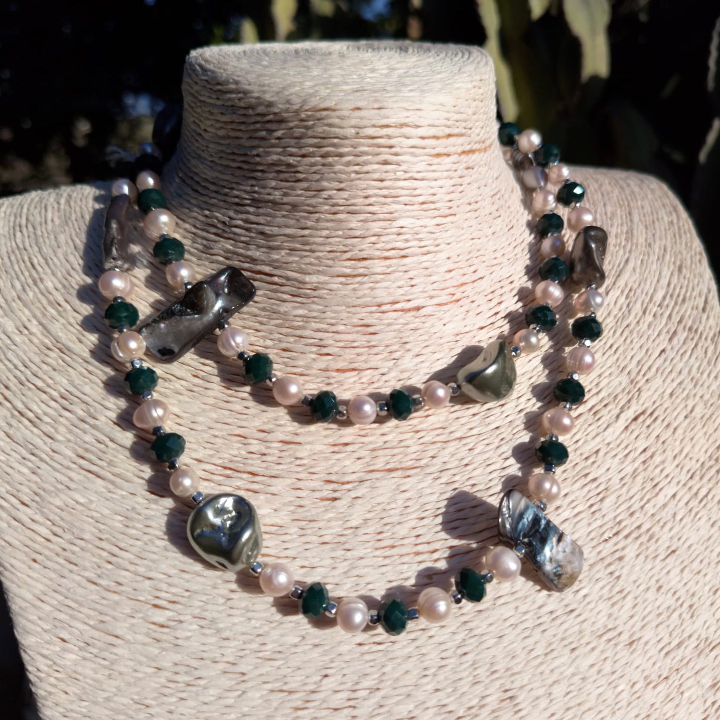 collana cm 88,5 in perle e cristalli