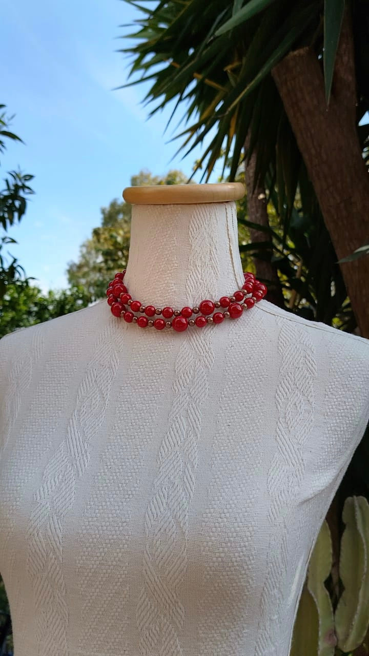 86.5 cm necklace in Majorca pearls and beads