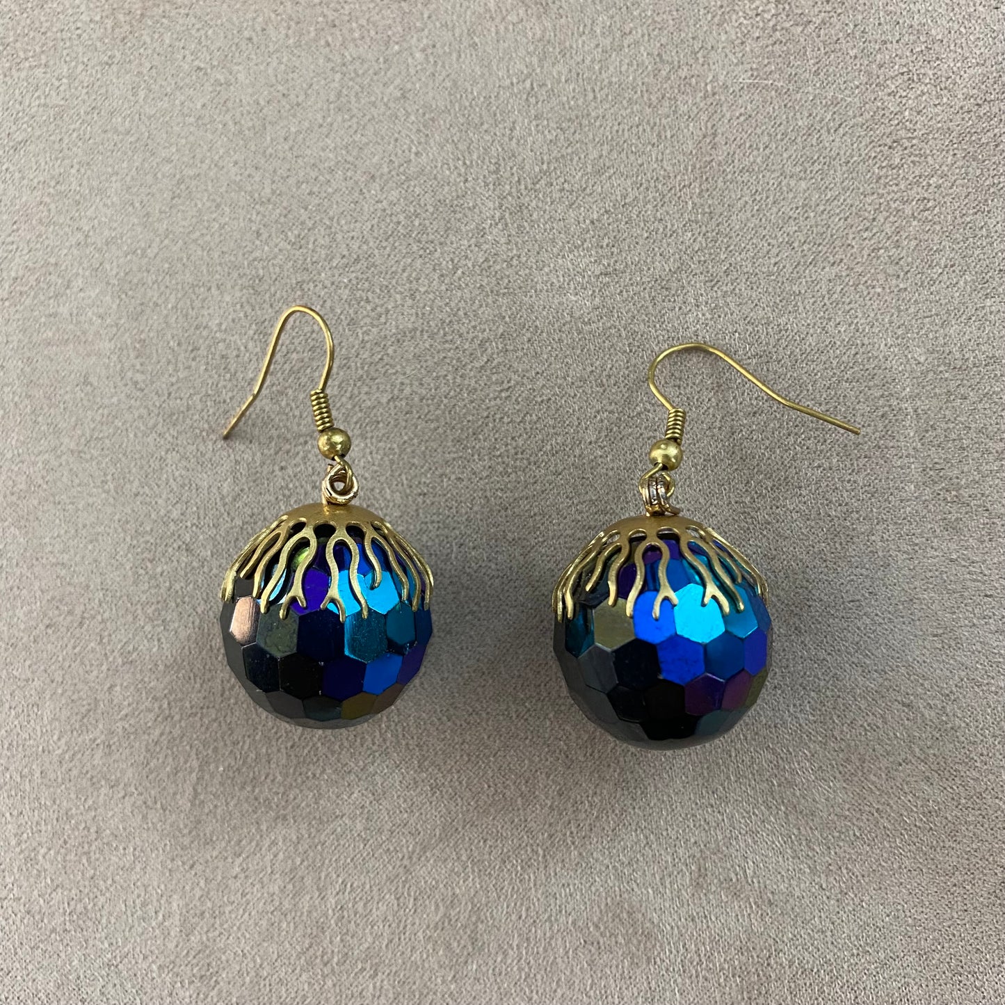 ⛱ bronze and metallic agate earrings