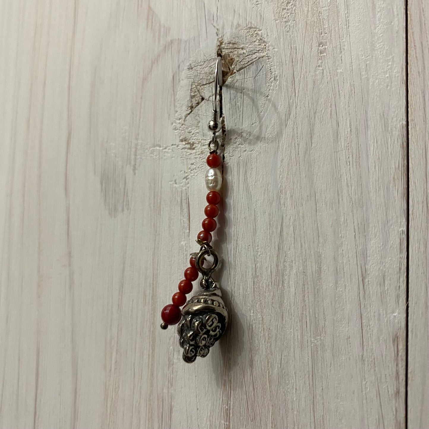 🆕 cornucopia earrings in silver, coral and pearl