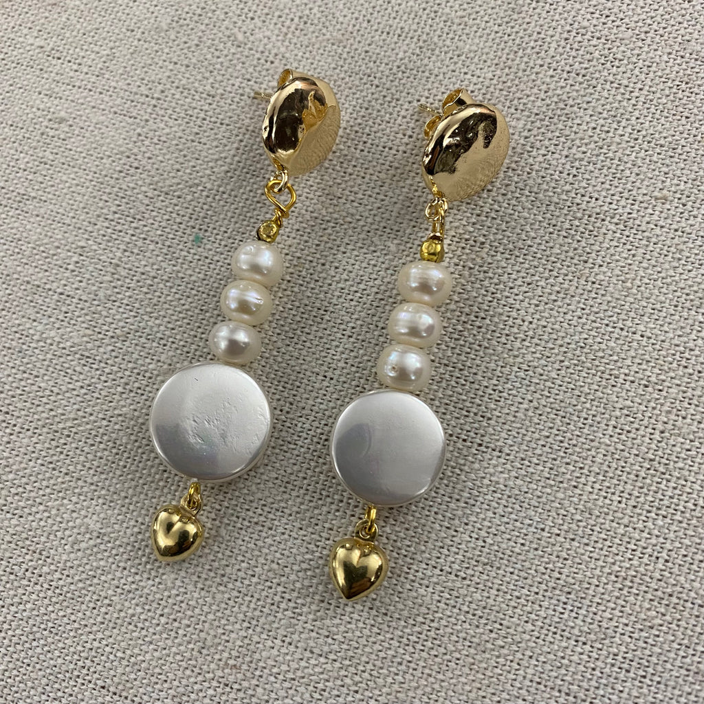 🆕 orecchini in bronzo, perle e argento