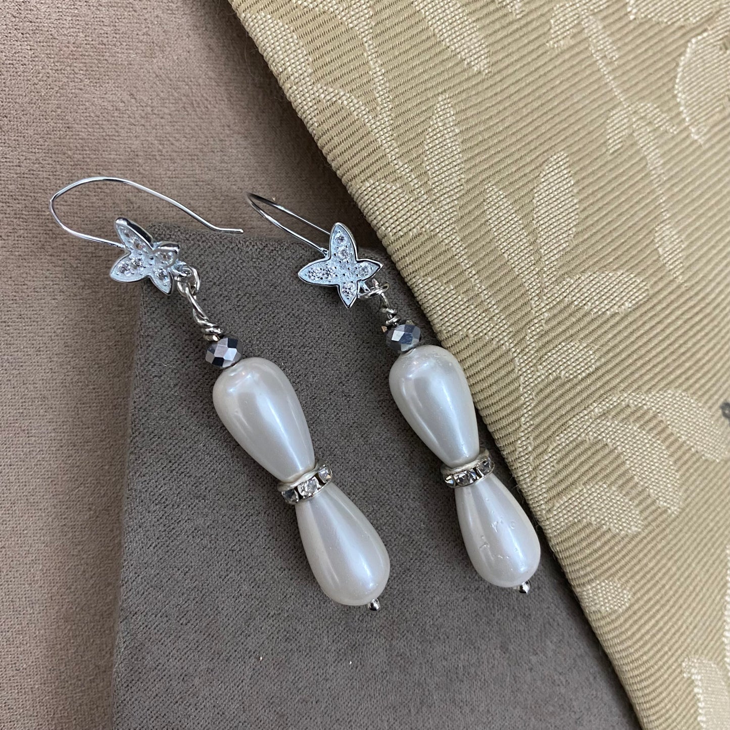 🆕 silver earrings with zirconia, pearls and crystals