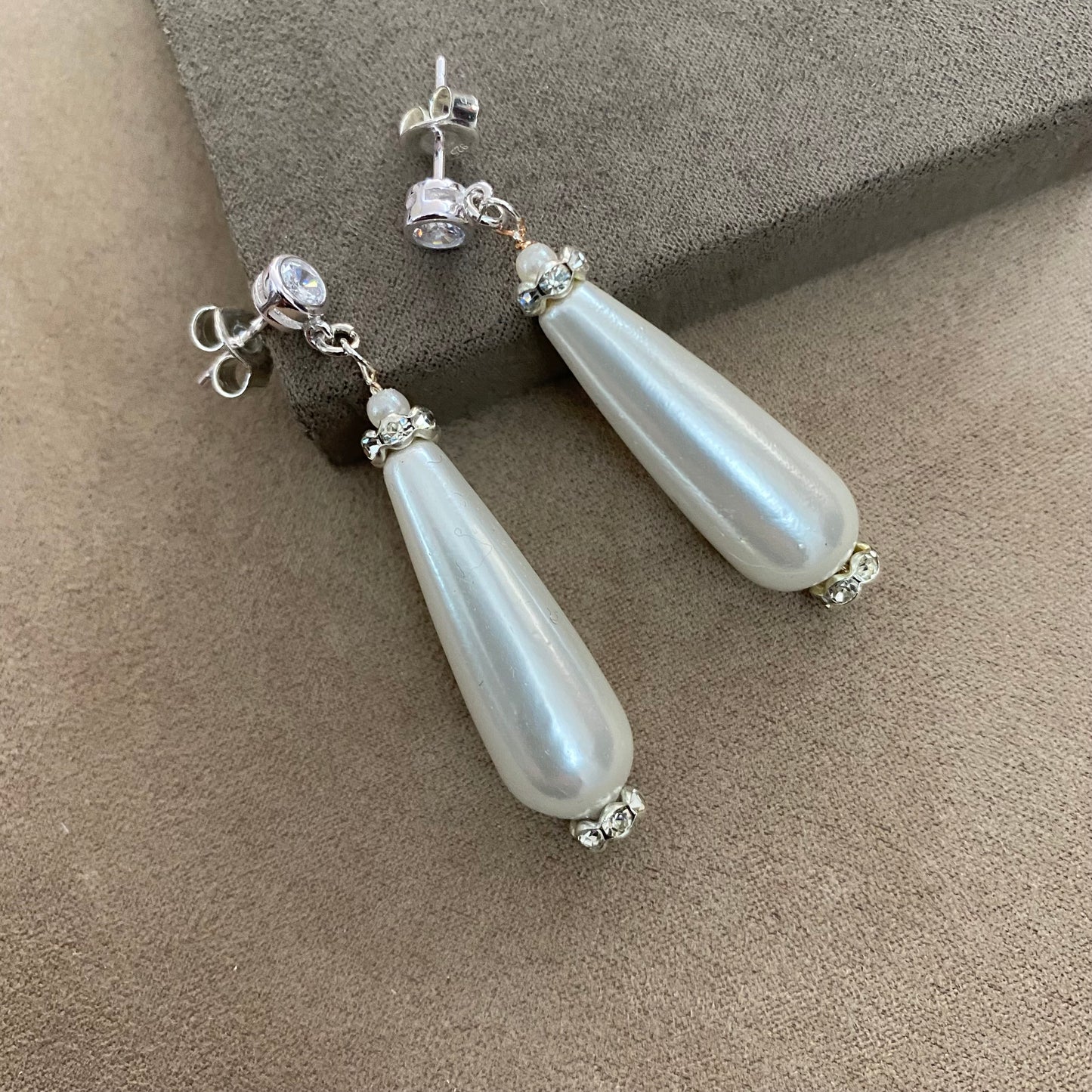 🆕 silver earrings with zirconia and pearls