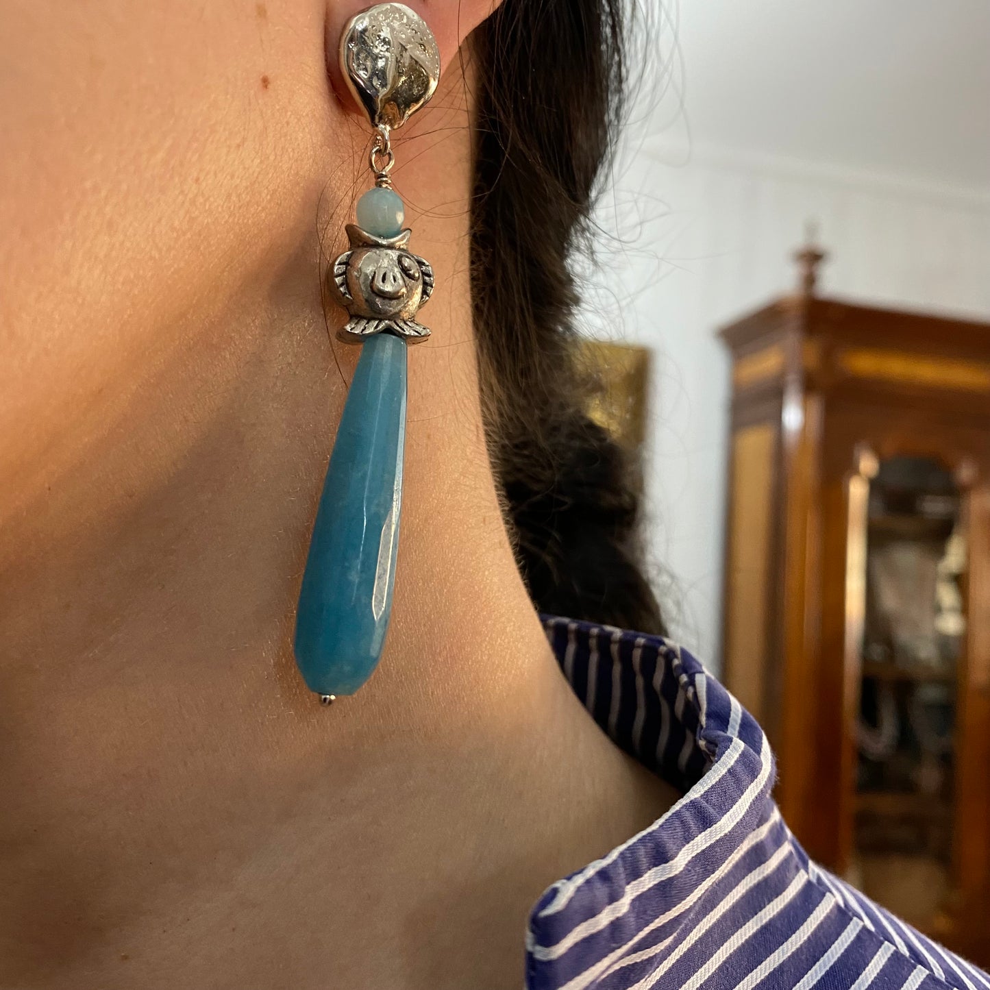 ⛱ bronze and angelite earrings