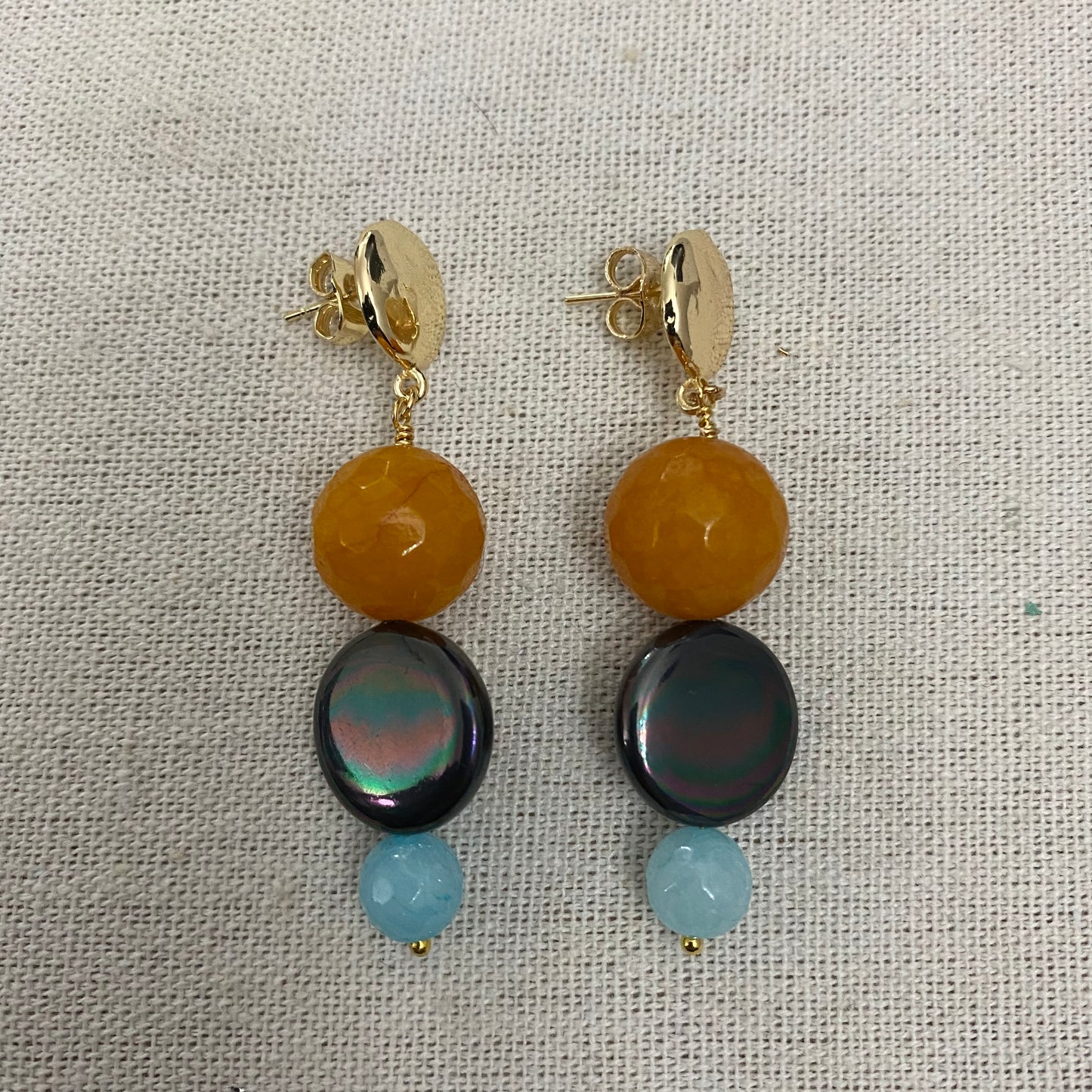 ๐ bronze, jasper, pearl and jade earrings 29