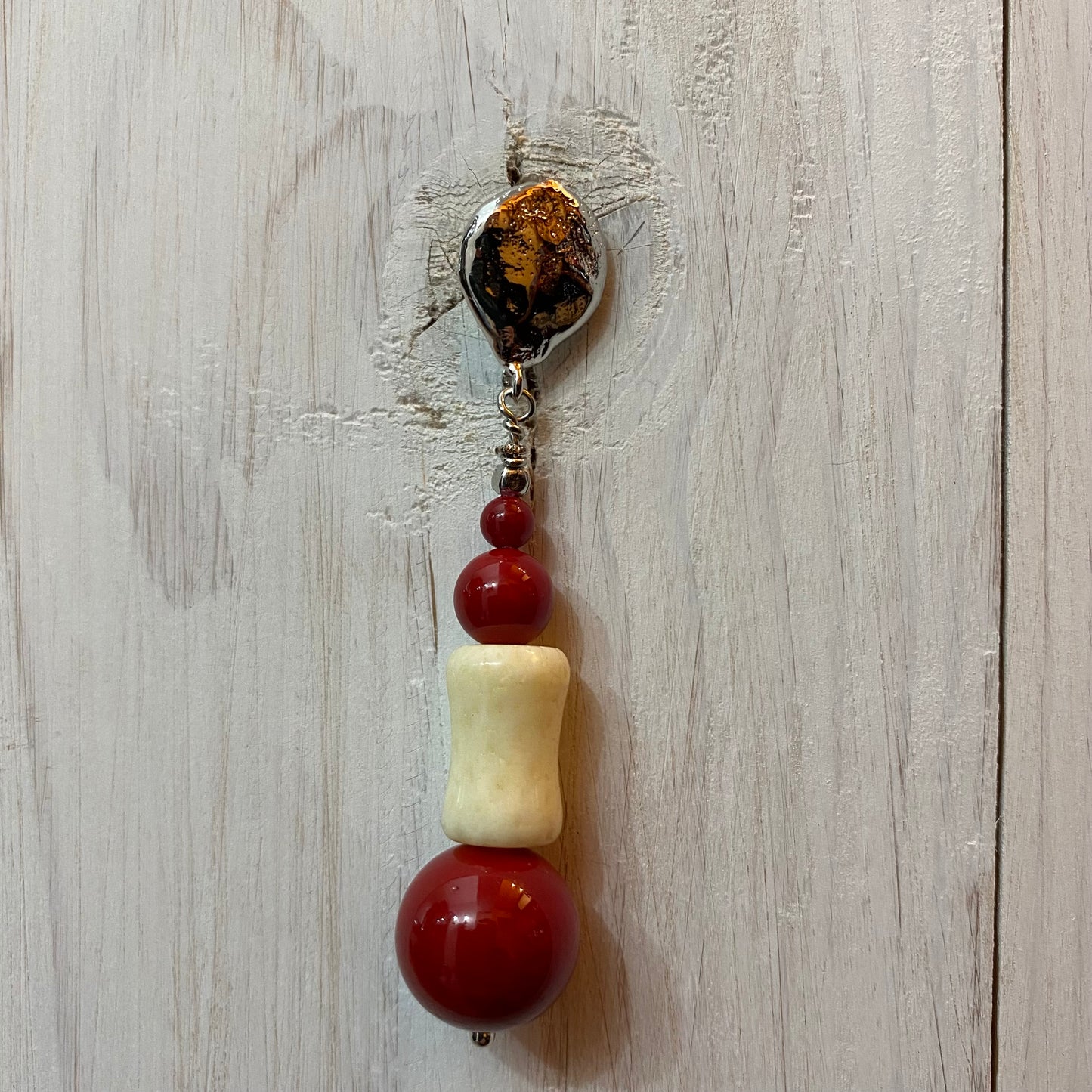 🆕 bronze, bamboo coral and shell earrings