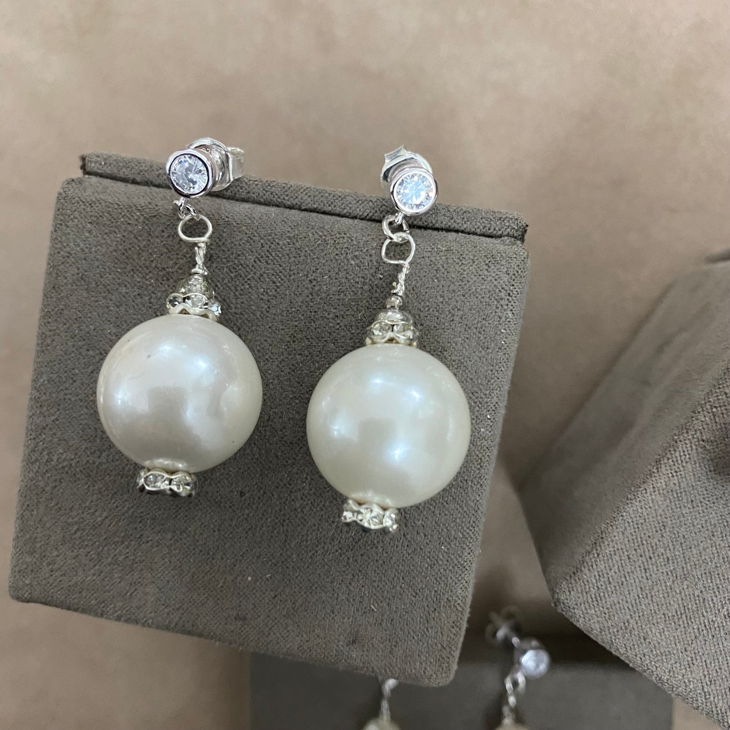 🆕 silver earrings with zirconia and pearls