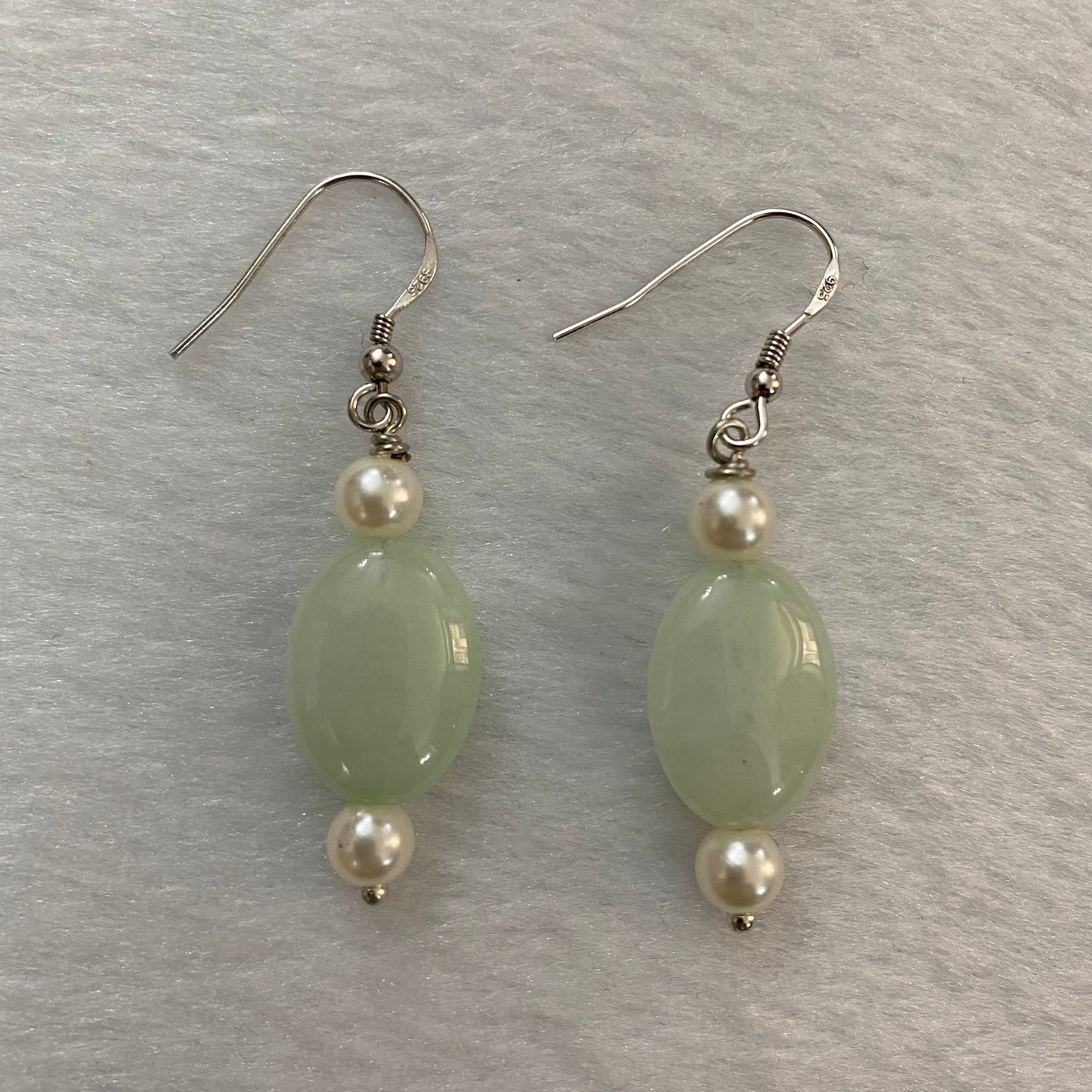 ๐ silver, amazonite and pearl earrings 09