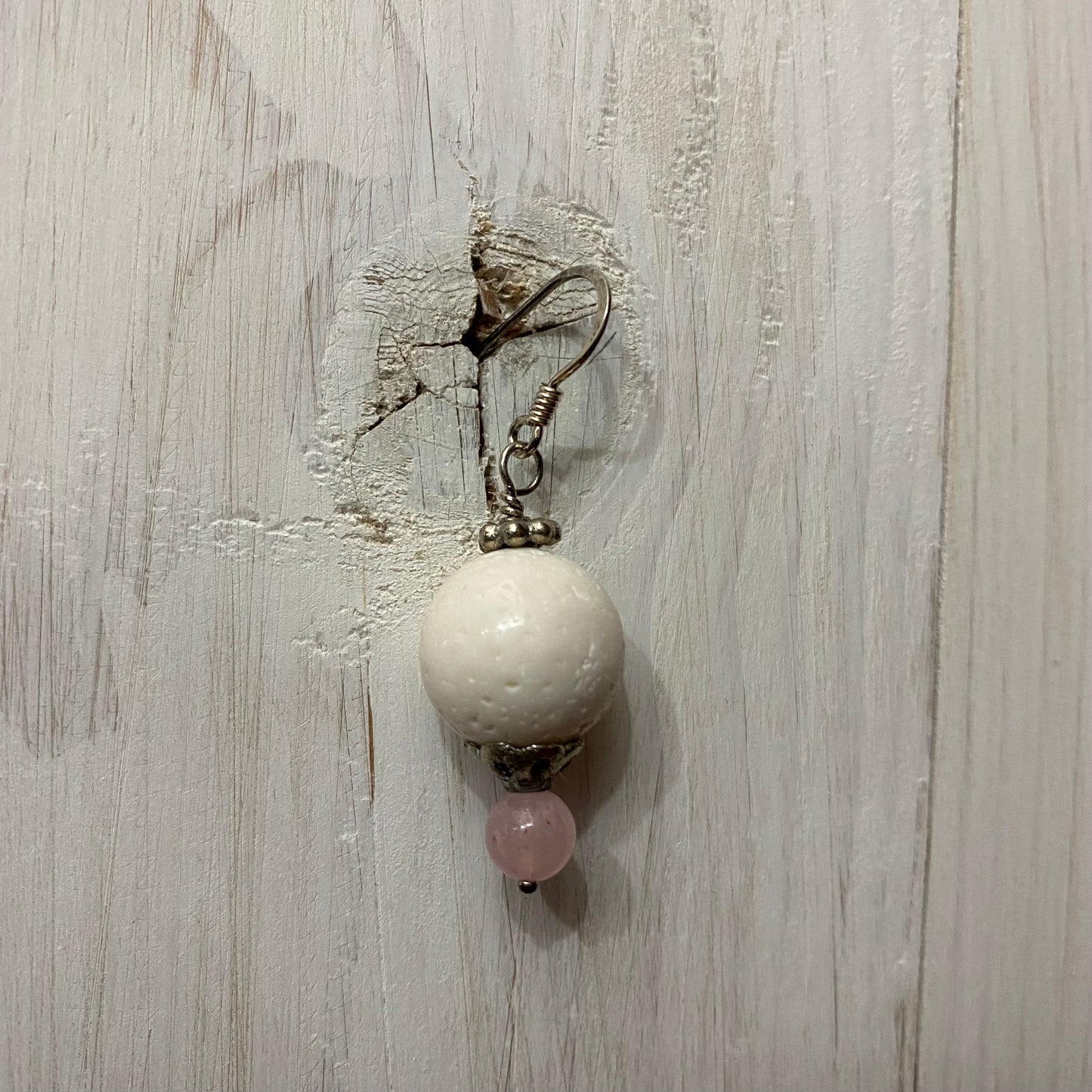 🆕 silver, lava stone and quartz earrings