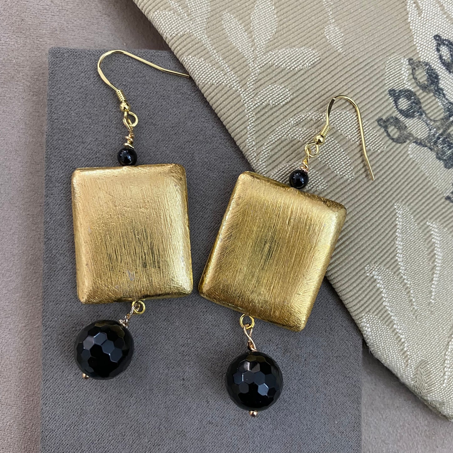 🆕 silver, bronze and onyx earrings