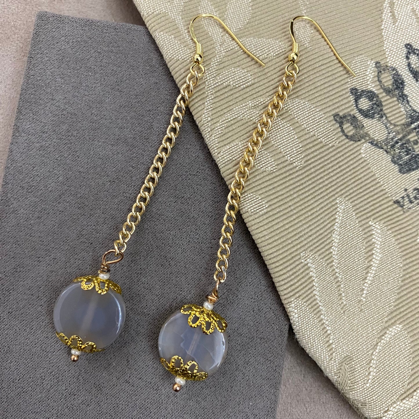 🆕 gold plated silver and quartz earrings