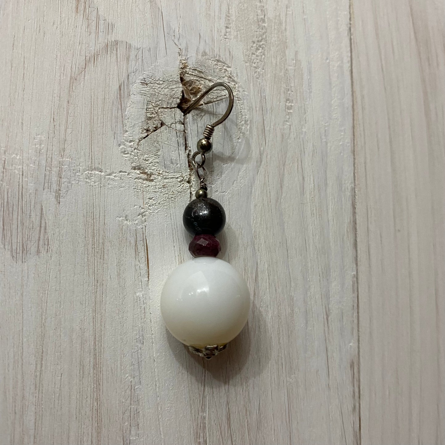 🆕 silver, white onyx and rhyolite earrings