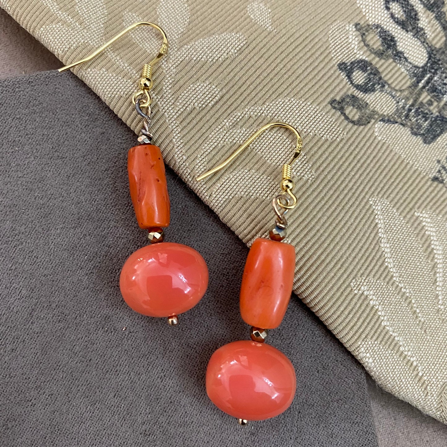 🆕 silver, pearl and coral earrings