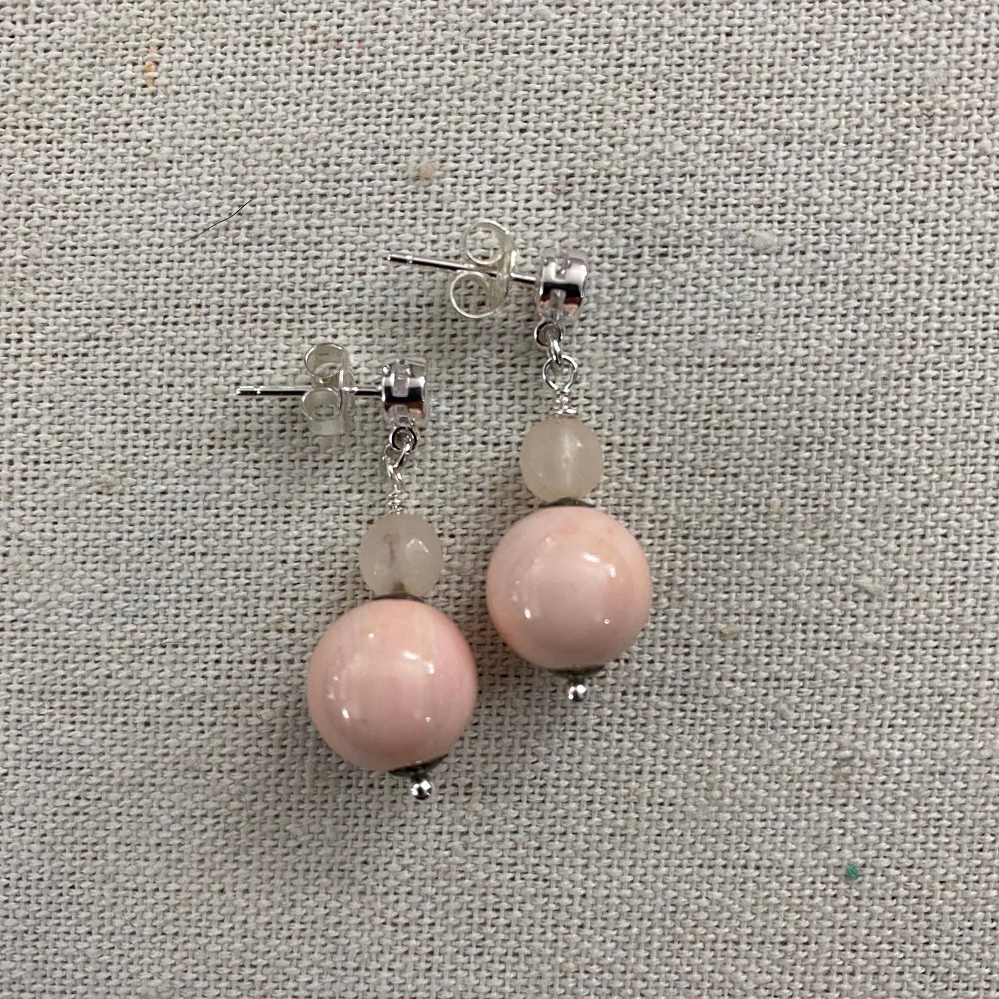 silver earrings with zircon, jade and shell 26