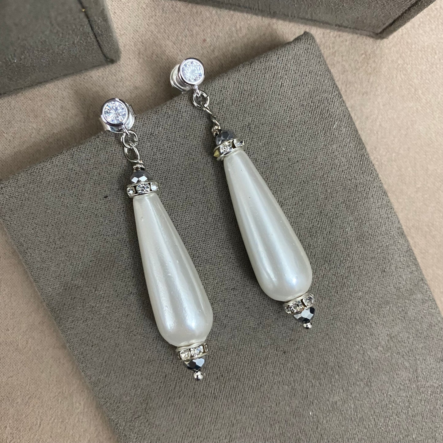 🆕 silver earrings with zirconia, pearls and crystals