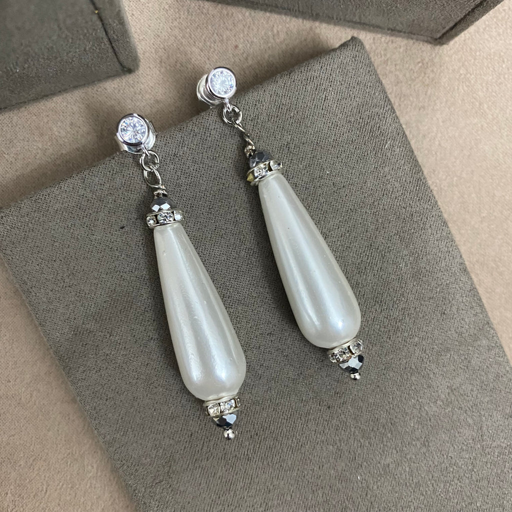 🆕 orecchini in argento con zircone, perle e cristalli