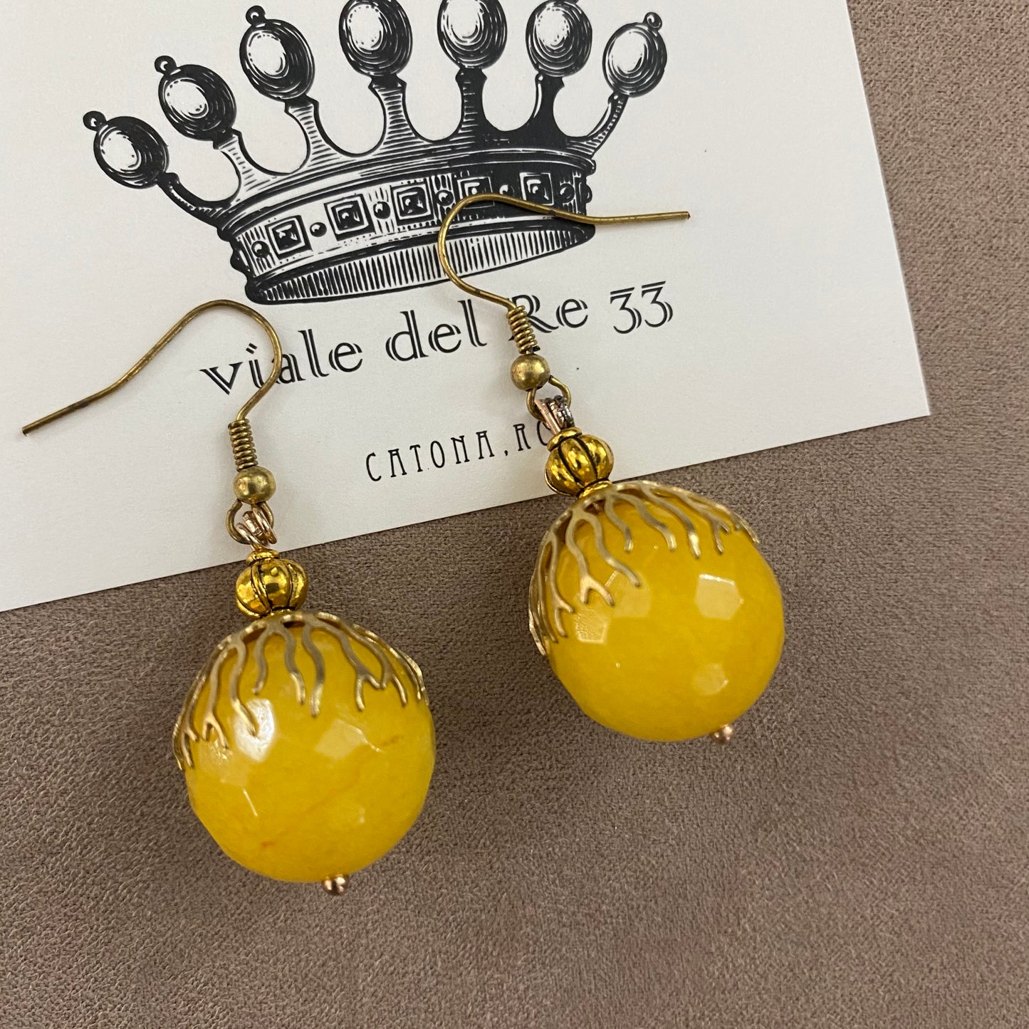 ⛱ bronze and jade earrings