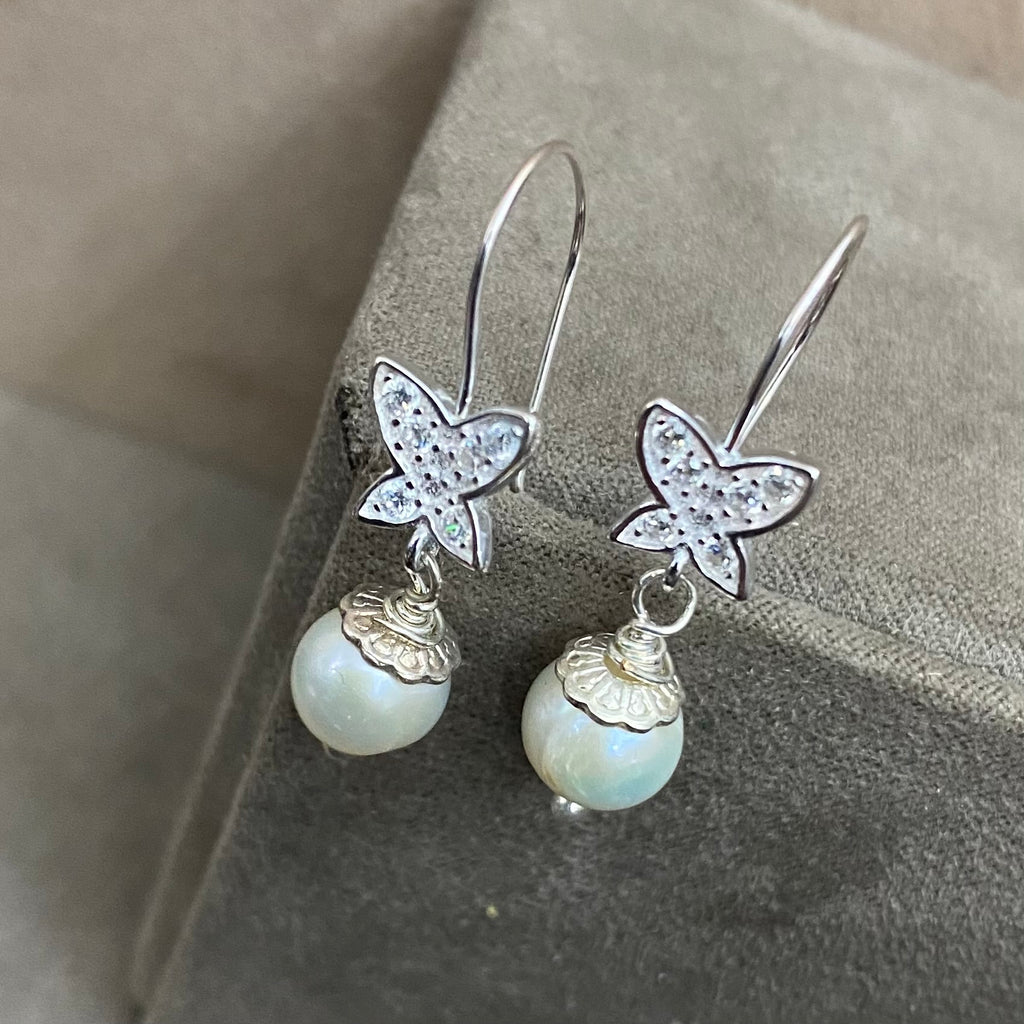 🆕 orecchini in argento con zircone e perle