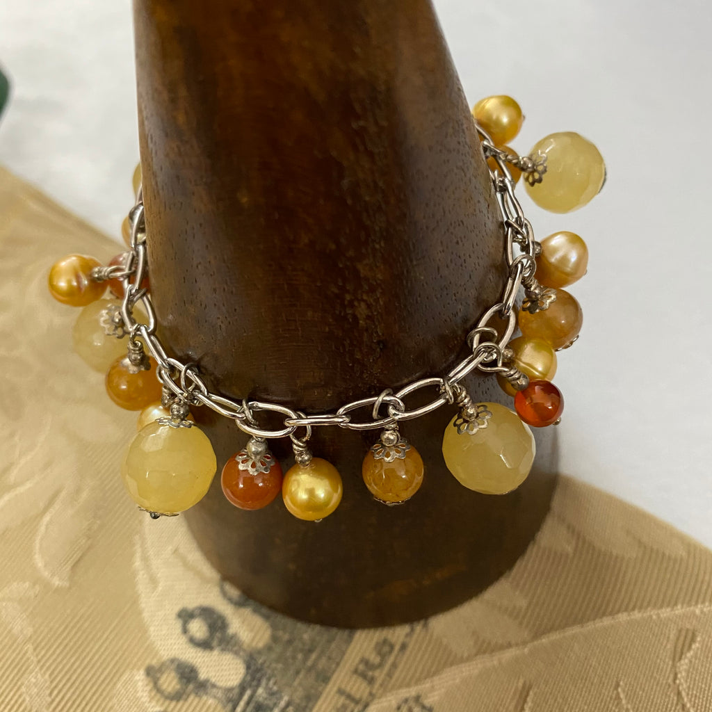 🆕 bracciale catena in argento con perle, diaspro e calcite