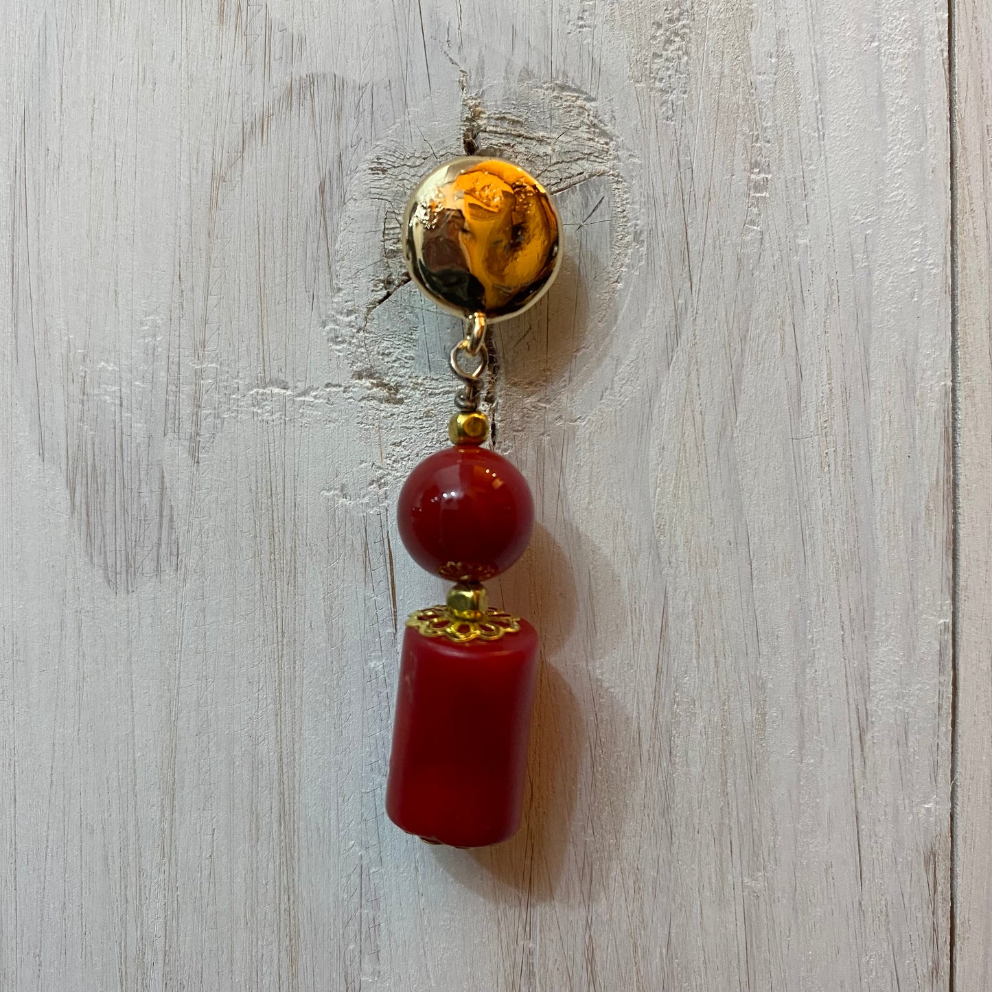 🆕 Bronze and bamboo coral earrings