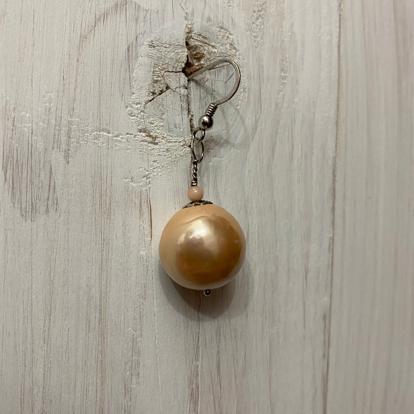 🆕 silver, pearl and pink coral earrings