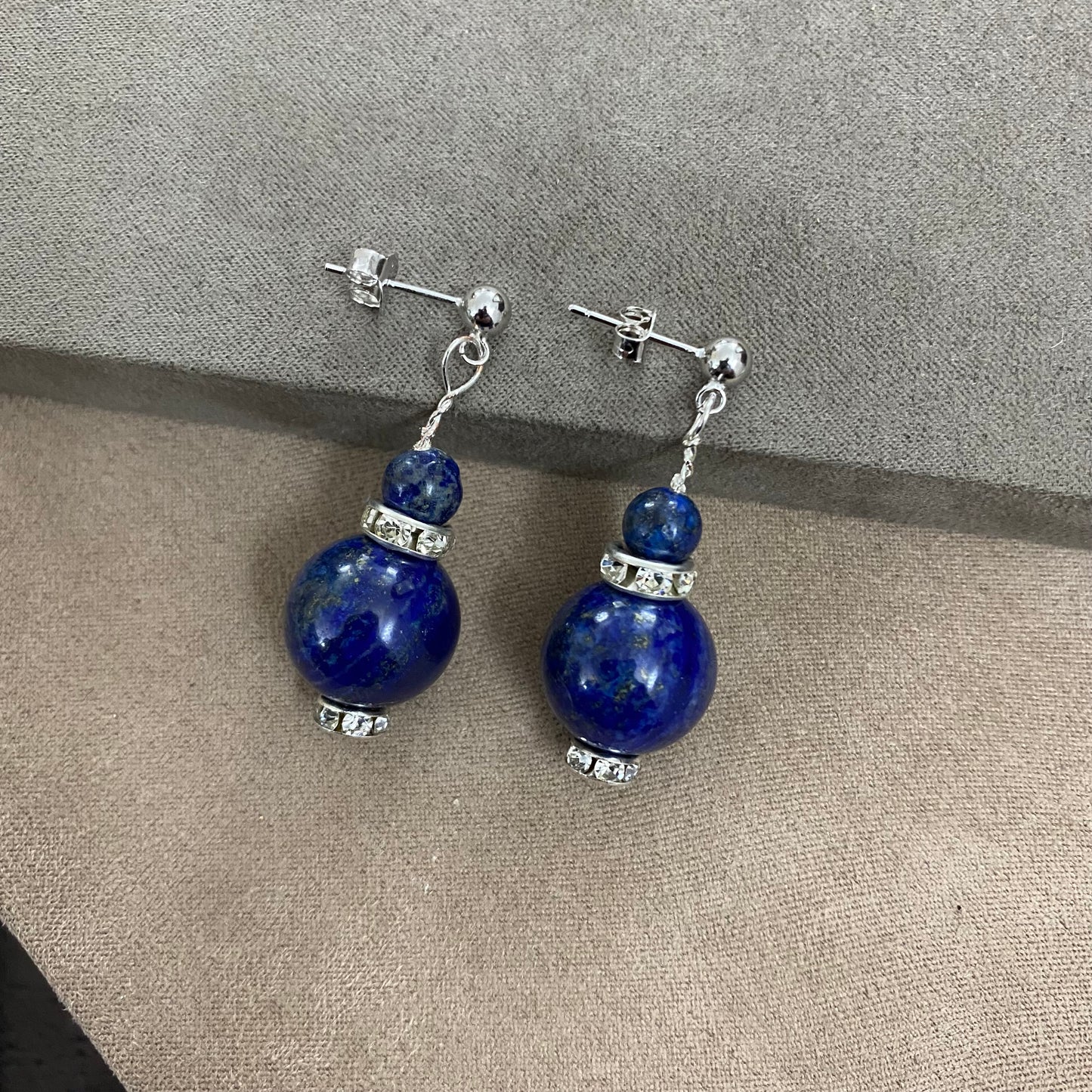 3.5cm earrings in silver and lapis lazuli