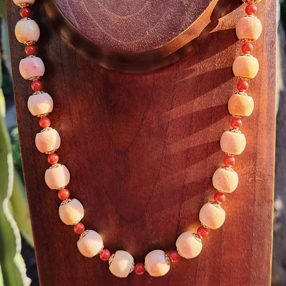 collana cm 61 in perle e corallo