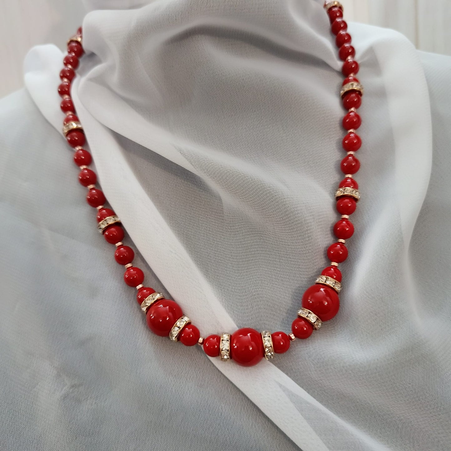 59cm necklace in Majorca pearls, hematite and zircons