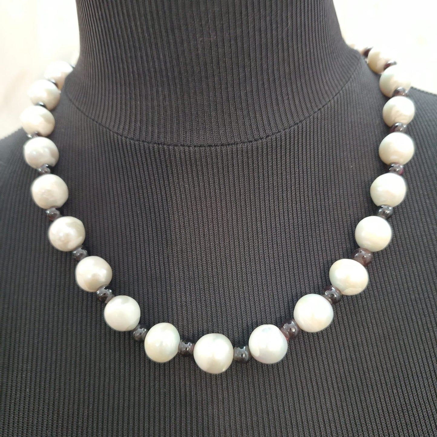 collana cm 54 di perle e granato