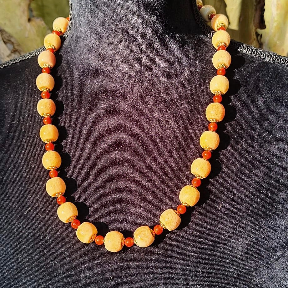 collana cm 61 in perle e corallo