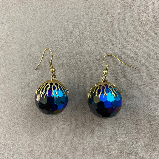 ⛱ boucles d'oreilles en bronze et agate métallique