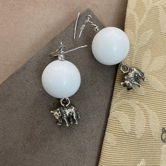 🆕 boucles d'oreilles en argent et agate blanche