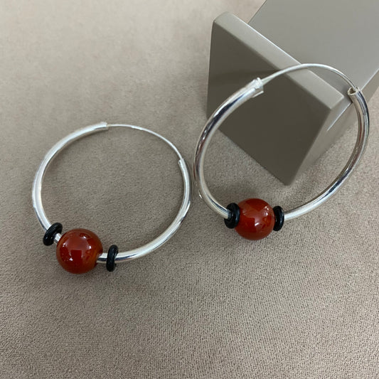 🆕 Silver hoop earrings with jasper