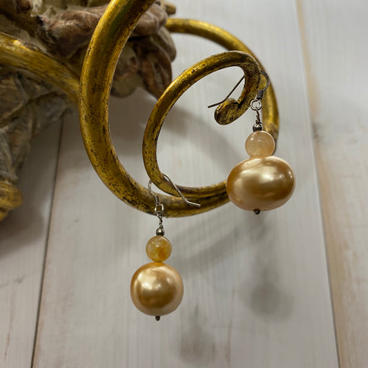 🆕 boucles d'oreilles en argent, perle et quartz