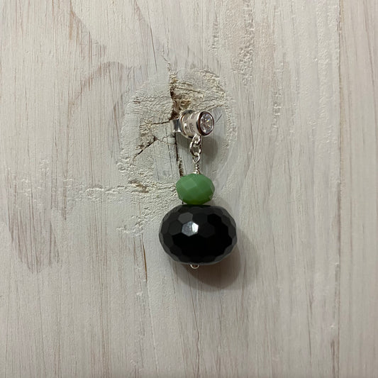 🆕 Silver earrings with zirconia, onyx and jade 06