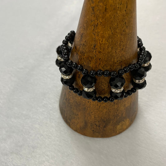 bracciale cm in acciaio, onice e cristalli