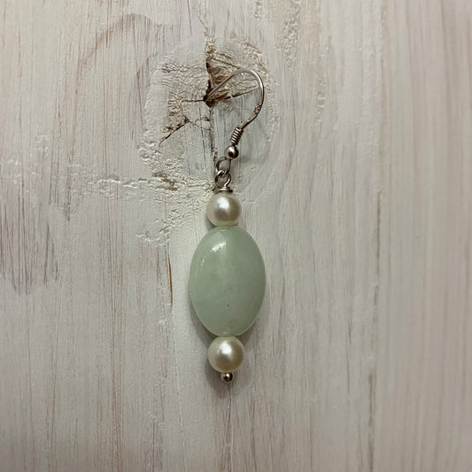 🆕 Boucles d'oreilles en argent, amazonite et perle 09
