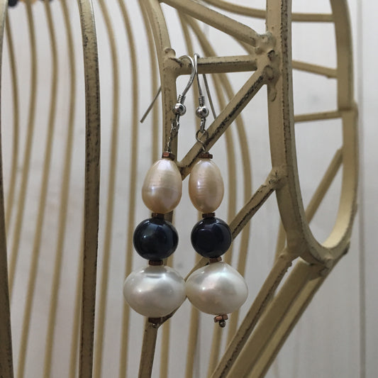 boucles d'oreilles en argent et perles