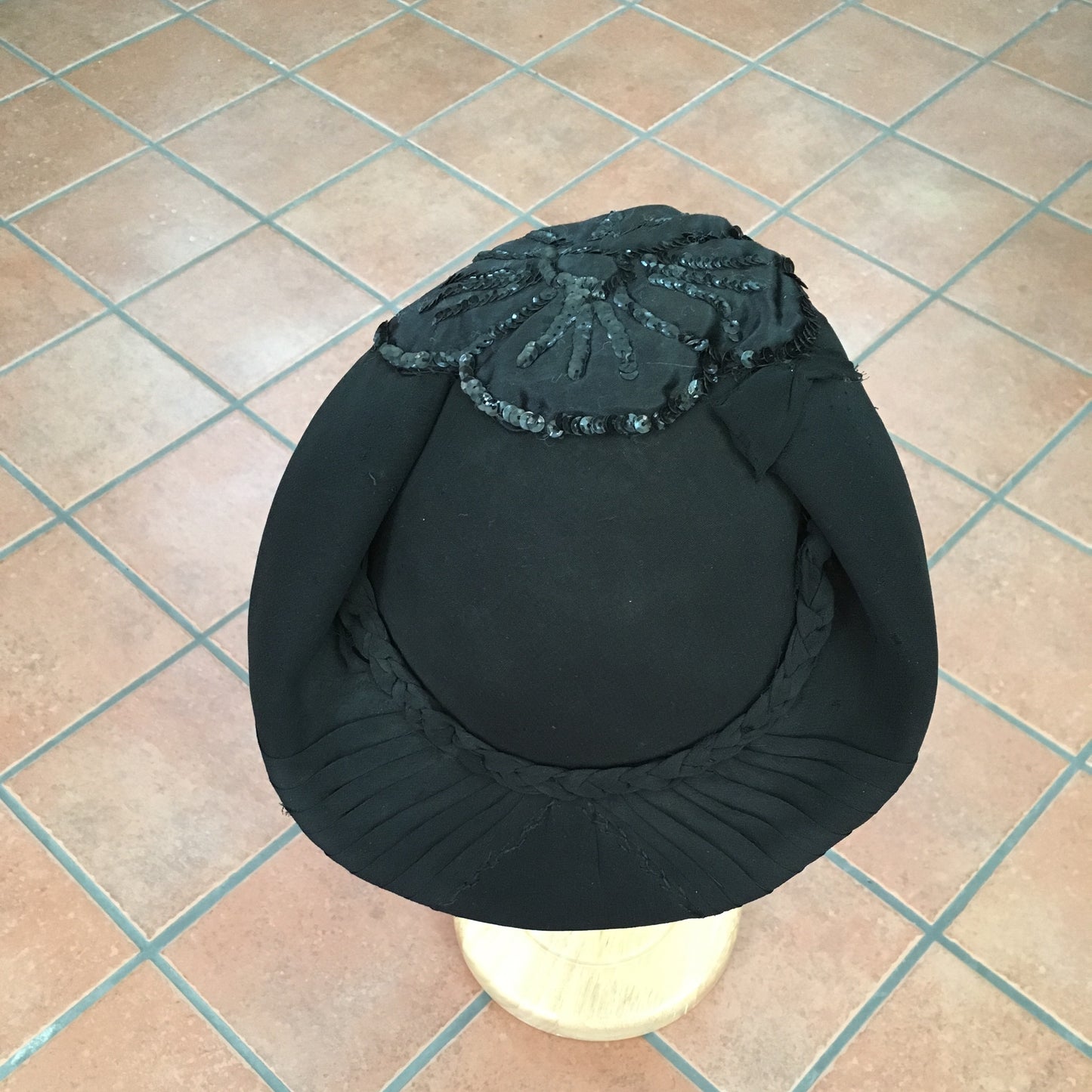 Black Vintage Headpiece with Brooch
