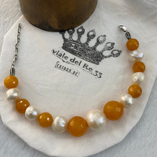 bracciale cm in argento, perle e diaspro