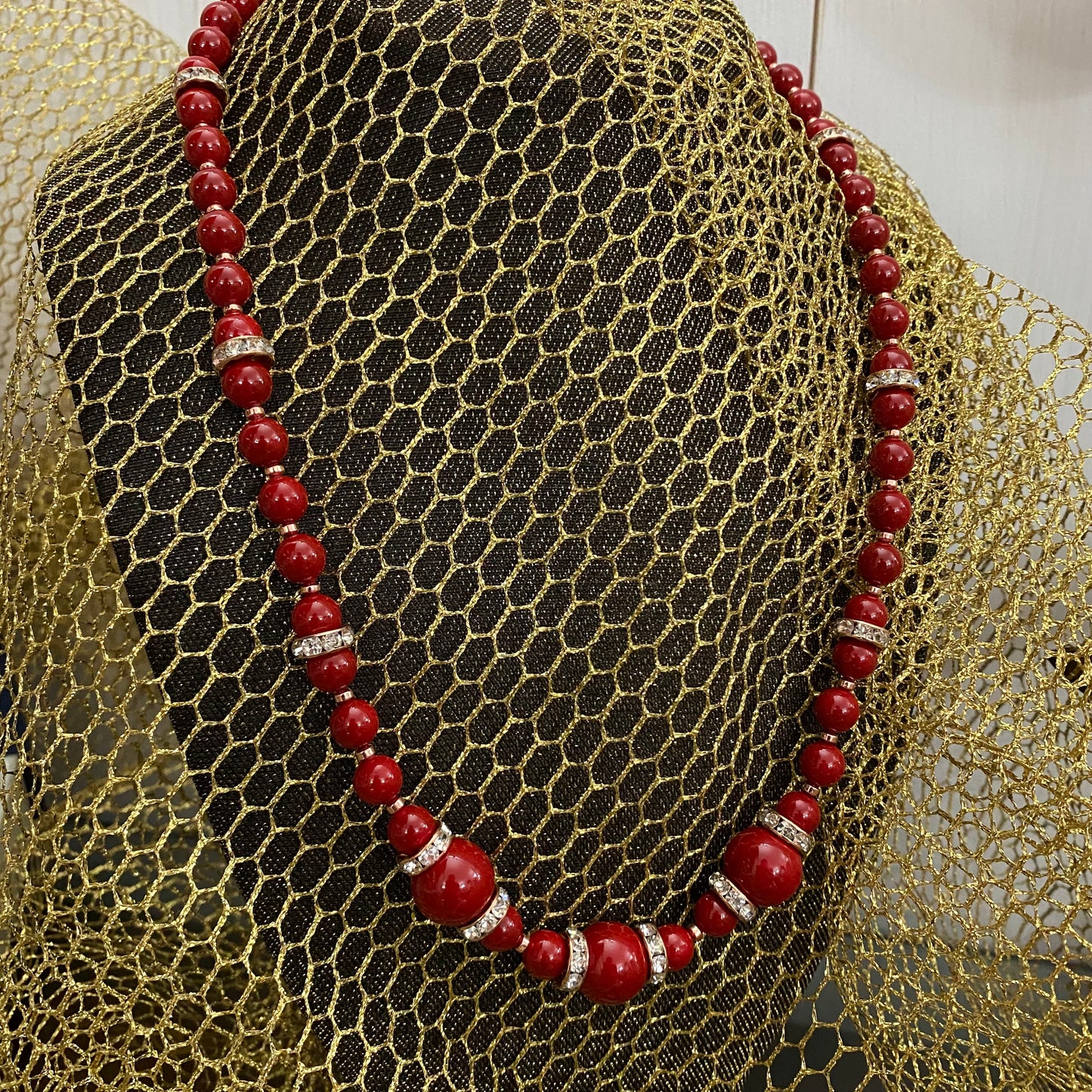 59cm necklace in Majorca pearls, hematite and zircons