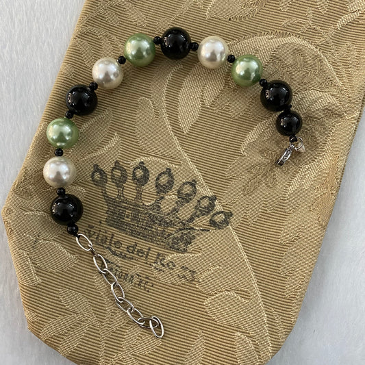bracciale cm in argento, perle e onice