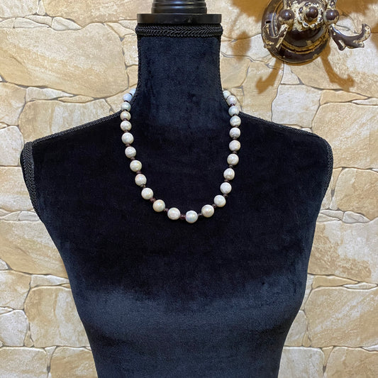 collana cm 54 di perle e granato