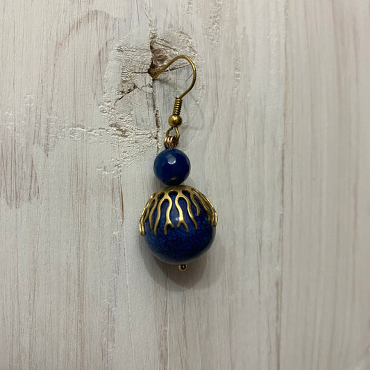 ⛱ boucles d'oreilles en bronze et lapis-lazuli